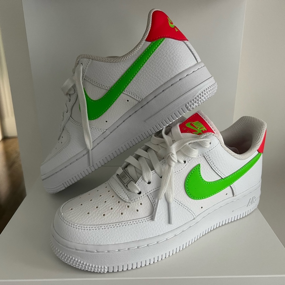 green and red nike air force 1, never worn, brand new,